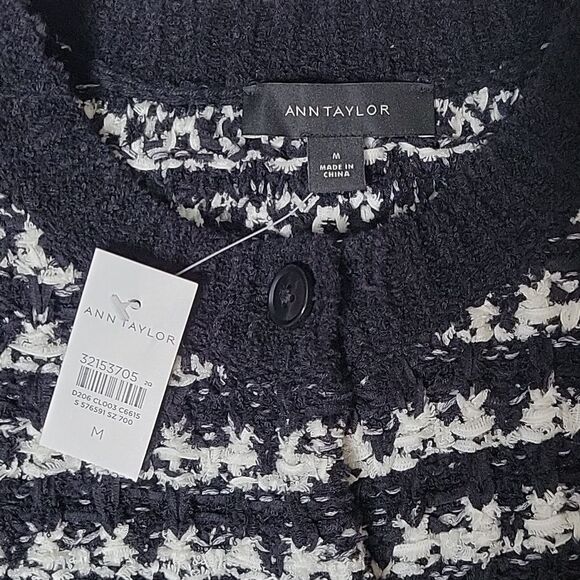 Ann Taylor Black & White Textured Cardigan - Picture 2 of 5